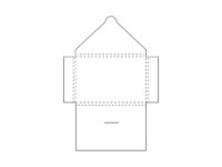 Custodia per buoni regalo in carta con patta di chiusura e alette pieghevoli.
