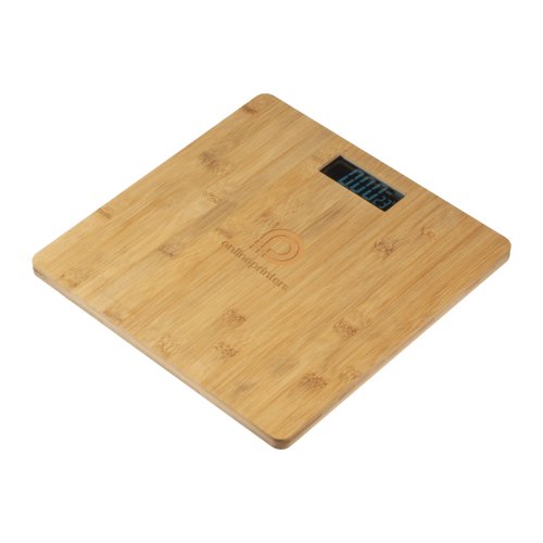 Bilancia pesapersone in legno con display digitale.