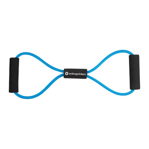 Expander fitness blu in gomma con due maniglie.