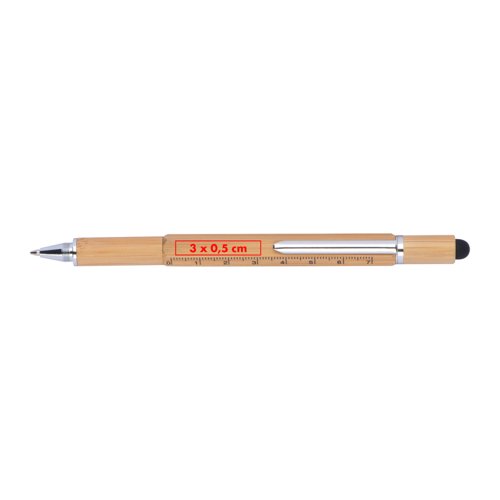 Penne multifunzione in bamb color legno con funzione touch pen e righello.