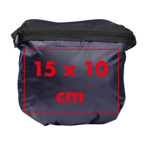 Poncho antipioggia in plastica blu scuro con cappuccio.