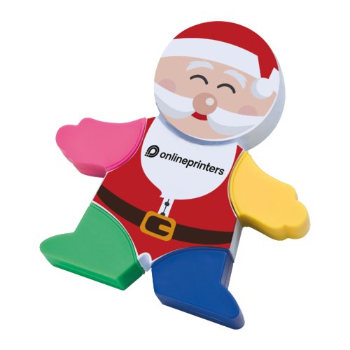 Evidenziatore a forma di Babbo Natale in colori assortiti.