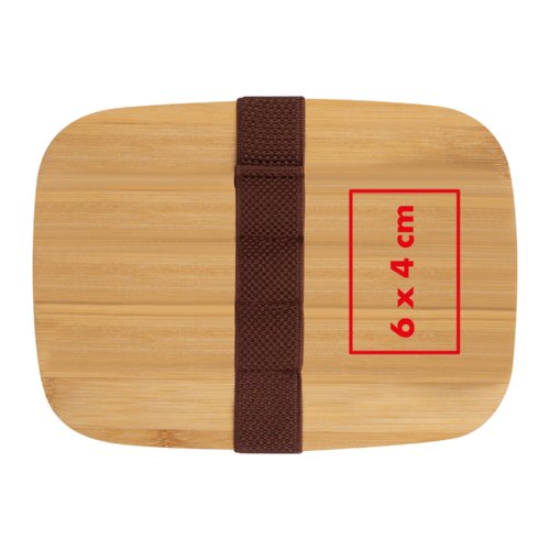 Porta pranzo in bamb con elastico marrone.