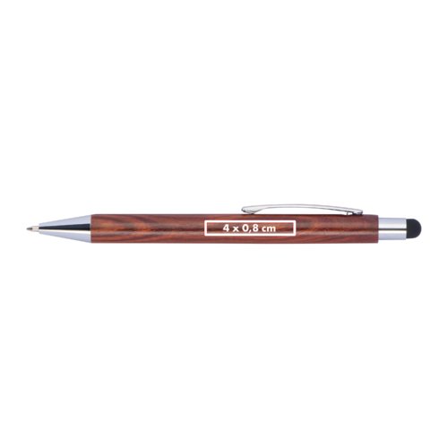 Penna a sfera in legno con funzione touch e clip.