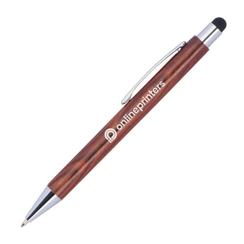 Penna a sfera in legno con funzione touch e clip.