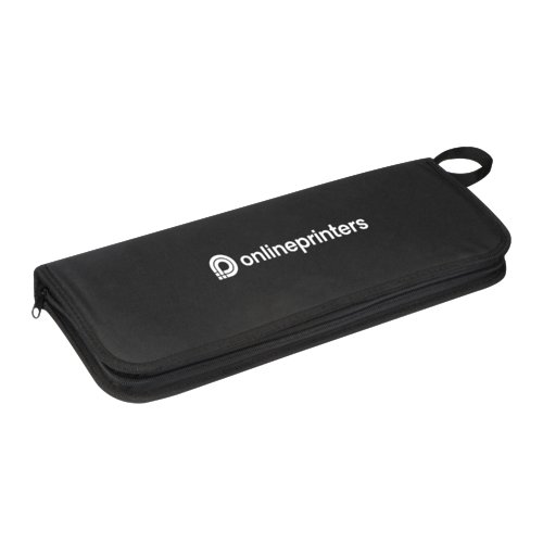 Set di utensili per barbecue neri con cerniera.