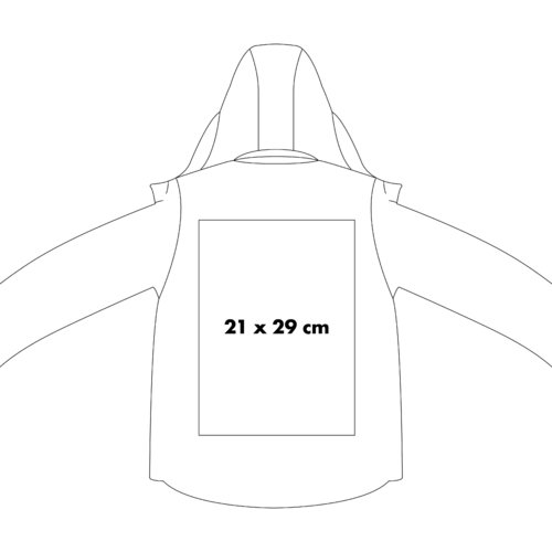 Giacca softshell con cappuccio e zip integrale.