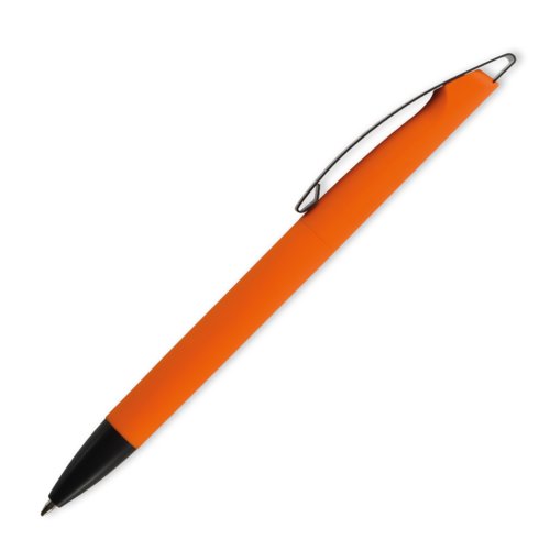 Penne a sfera in plastica arancione con clip.