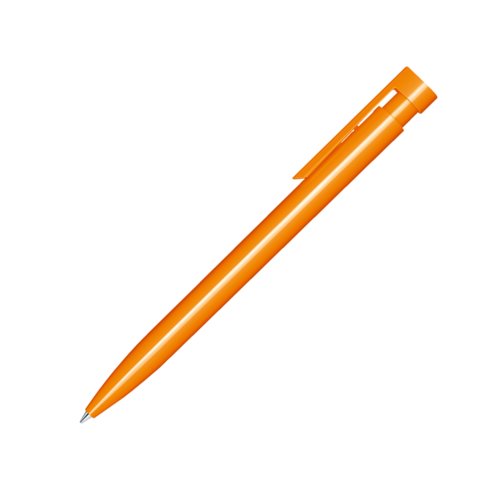 Penna a sfera in plastica arancione con finitura lucida e clip.