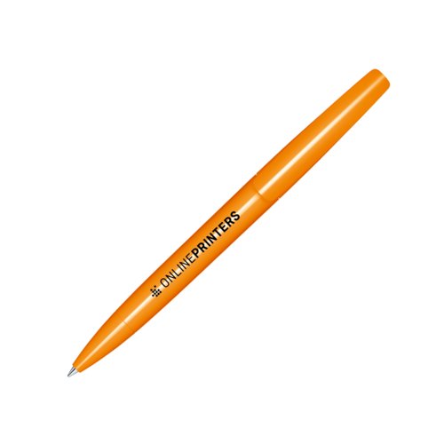 Penne a sfera arancione in plastica con meccanismo a rotazione.