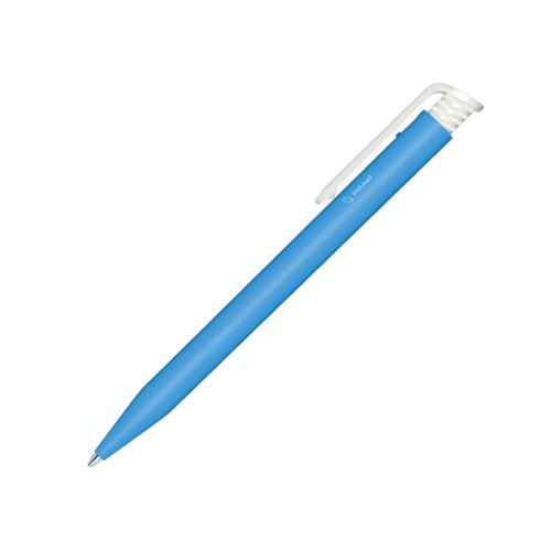 Penna a sfera a scatto blu biologica con clip.