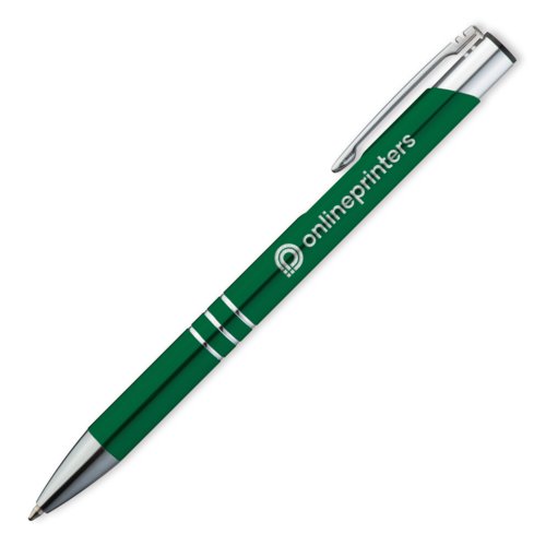 Penna a sfera in metallo verde con clip.