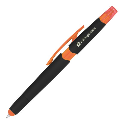 Penna arancione con funzione touch e clip.