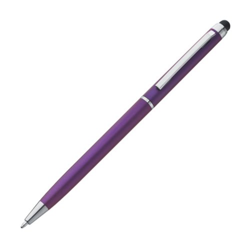 Penna a sfera in metallo viola con funzione touch e clip.