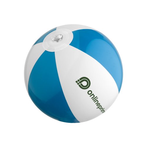 Pallone da spiaggia blu in plastica con valvola dell'aria.