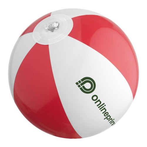 Palla da spiaggia gonfiabile rossa in plastica.