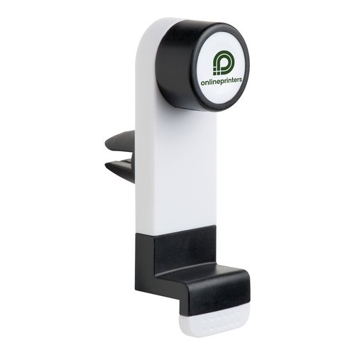 Supporto per cellulare da auto bianco con montaggio su bocchetta d'aria.