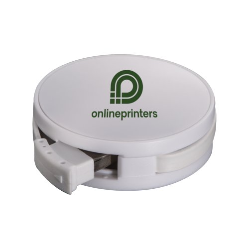 Hub USB bianco in plastica con 4 porte e meccanismo a scomparsa.