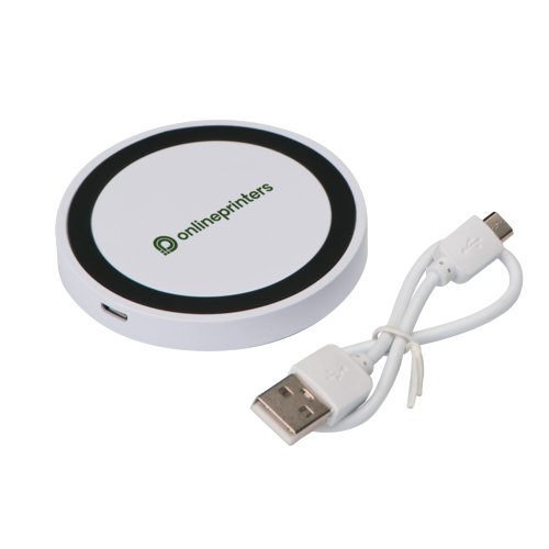 Caricatore a induzione bianco con cavo USB.