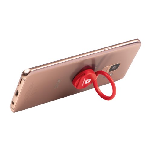 Supporto per telefono rosso con anello.