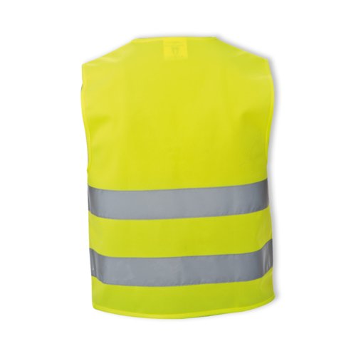 Gilet di sicurezza giallo per bambini con strisce riflettenti.