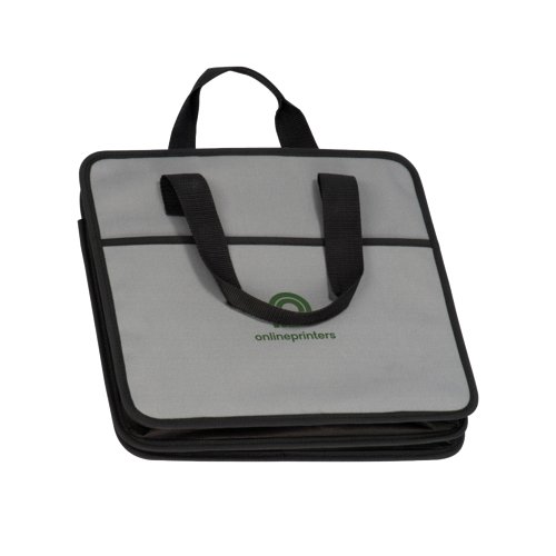 Borsa organizer per bagagliaio grigia con maniglie e scomparti.