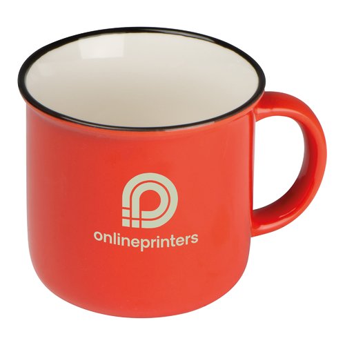 Tazza in ceramica rossa in stile retr con manico.