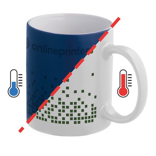 Tazza in ceramica blu, cambia colore con manico.