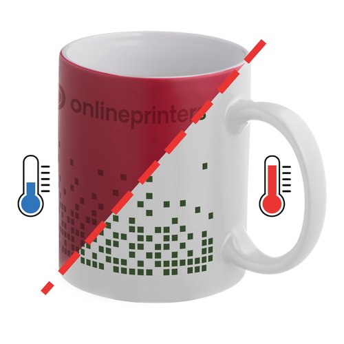 Tazza a sublimazione rossa termosensibile con manico.