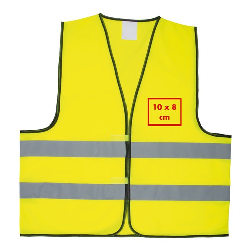Gilet di sicurezza giallo in tessuto con strisce riflettenti, unisex.