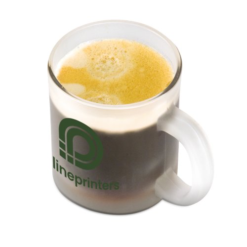 Tazza da caff trasparente in vetro con manico.