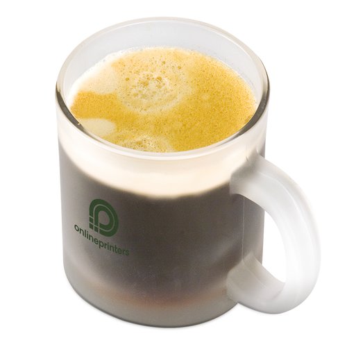 Tazza da caff trasparente in vetro con manico.