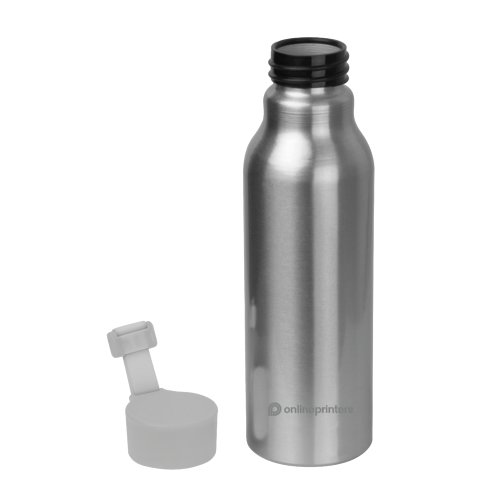 Borraccia in alluminio grigio con tappo a vite.