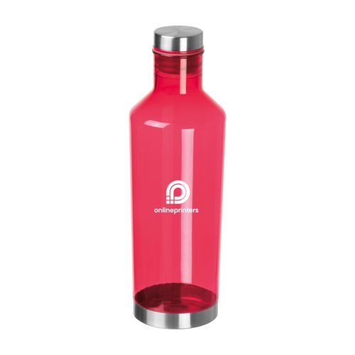 Bottiglia d'acqua rossa in tritan con tappo a vite.