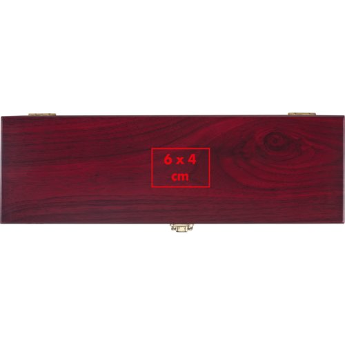 Scatola da vino rossa in legno con chiusura.