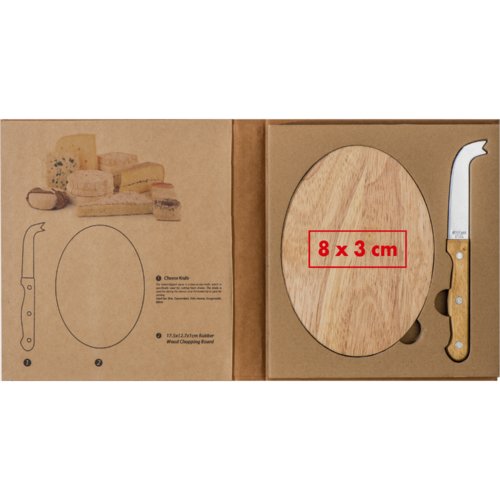 Tagliere per formaggio in legno con coltello.