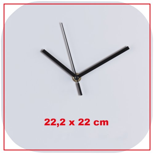 Orologio da parete bianco con quadrante e lancette.