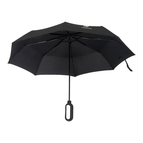 Ombrello nero con manico speciale.