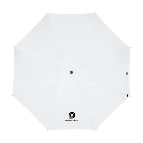 Ombrello bianco con meccanismo di apertura manuale.