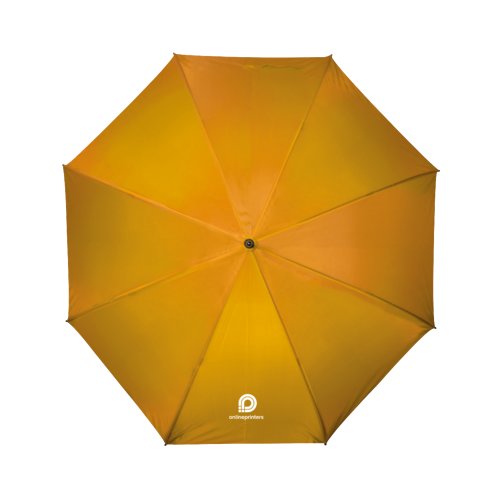 Ombrello giallo con meccanismo di apertura manuale.