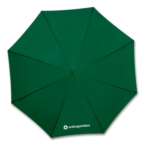 Ombrello automatico verde scuro di ampio diametro.