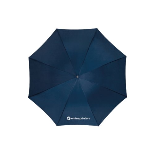 Ombrello automatico blu scuro con baldacchino.