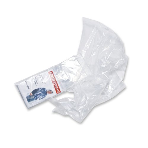 Poncho in plastica trasparente.