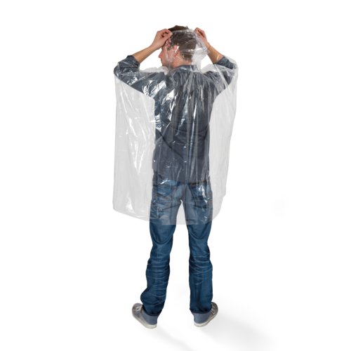 Poncho in plastica trasparente per adulti.