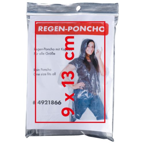 Poncho antipioggia trasparente con cappuccio.