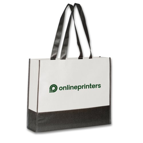 Borsa in tessuto non tessuto bianco con manici lunghi.