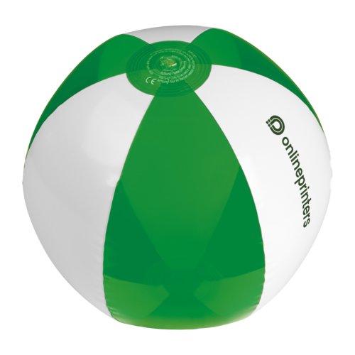 Palla da spiaggia gonfiabile in PVC verde e bianca.