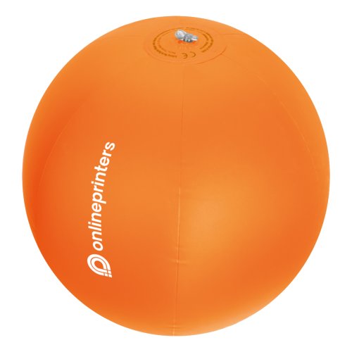 Palla da spiaggia gonfiabile in plastica arancione.