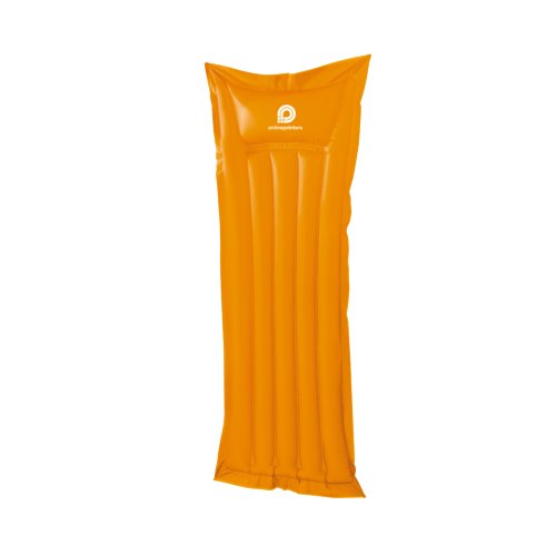Materassino gonfiabile arancione in plastica con design allungato.
