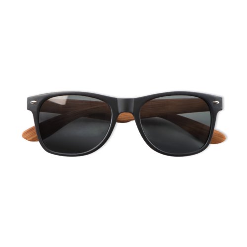Occhiali da sole beige con lenti scure.